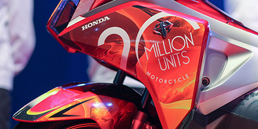 Producing a special stamp template for the 20 millionth Honda motorcycle