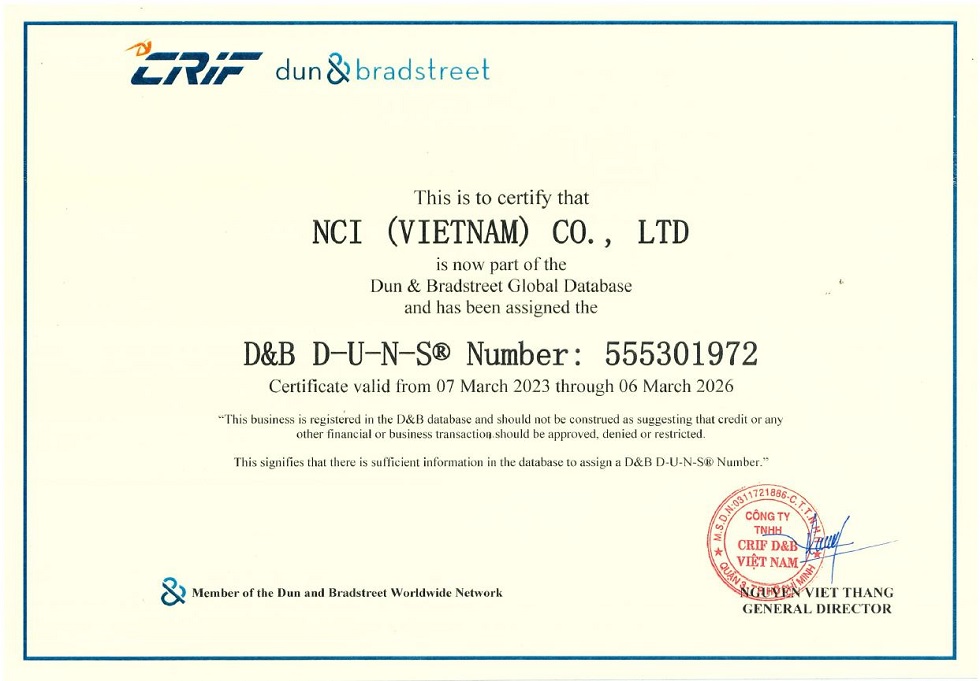NCI (Vietnam) has successfully registered for the D-U-N-S® number system